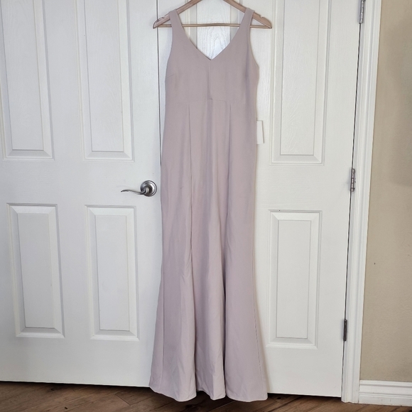 Show Me Your MuMu Morgan Pink Stretch Crepe Sleeveless V-Neck Bridesmaid Gown M - Picture 13 of 13